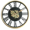 Horloge murale mécanique noir et or ⌀54 cm