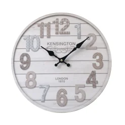 Horloge Murale Mdf Blanc Séjour Cuisine 33.8x33.8x4