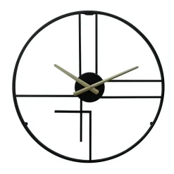 Horloge Murale Moderne Noir Jaune Métal Design Minimal pour Maison Bureau