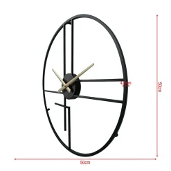 Horloge Murale Moderne Noir Jaune Métal Design Minimal pour Maison Bureau