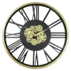 Horloge murale noire et dorée Ø 80 cm