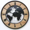 Horloge Murale Ronde Rétro Marron Noir Mdf Analogique 50x50x4,5