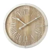 Horloge Murale Ronde Shabby Marron Blanc Mdf 40x40x4,5