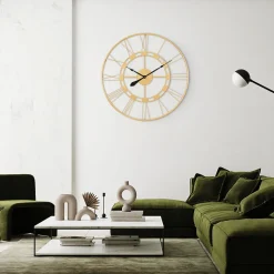 Horloge murale style vintage fer or pendule salon Stockholm 85 cm WOMO-DESIGN