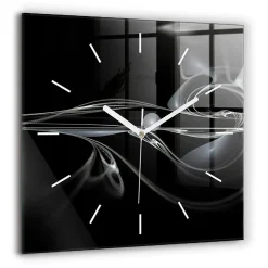 Horloge murale Wallfluent 60x60 cm Aiguilles blanches Fumée abstraite 1 pcs