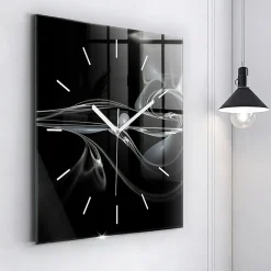 Horloge murale Wallfluent 60x60 cm Aiguilles blanches Fumée abstraite 1 pcs