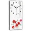 Horloge murale Wallfluent 30x60 cm Avec chiffres Aiguilles noires Coquelicots rouges peints 1 pcs