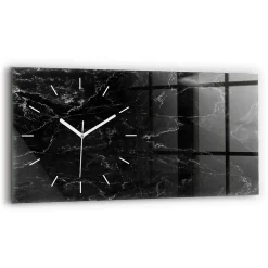 Horloge murale Wallfluent 60x30 cm Aiguilles blanches Marbre noir 1 pcs