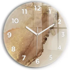 Horloge murale Wallfluent fi30 cm Avec chiffres Aiguilles blanches Art moderne beige 1 pcs