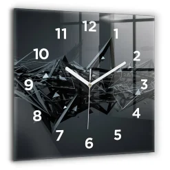 Horloge murale Wallfluent 60x60 cm Avec chiffres Aiguilles blanches Abstraction noire 1 pcs
