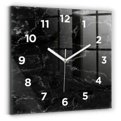 Horloge murale Wallfluent 30x30 cm Avec chiffres Aiguilles blanches Marbre noir 1 pcs