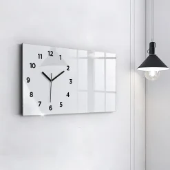 Horloge murale Wallfluent 60x30 cm Avec chiffres Aiguilles noires Blanc cassé 1 pcs