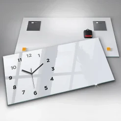 Horloge murale Wallfluent 60x30 cm Avec chiffres Aiguilles noires Blanc cassé 1 pcs