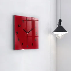 Horloge murale Wallfluent 30x30 cm Avec chiffres Aiguilles noires Rouge 1 pcs