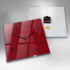 Horloge murale Wallfluent 30x30 cm Avec chiffres Aiguilles noires Rouge 1 pcs