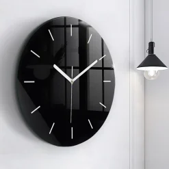 Horloge murale Wallfluent fi60 cm Aiguilles blanches Noir 1 pcs