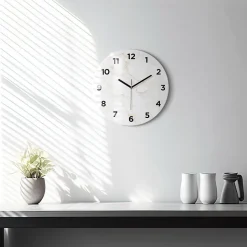 Horloge murale Wallfluent fi30 cm Avec chiffres Aiguilles noires Marbre élégant 1 pcs