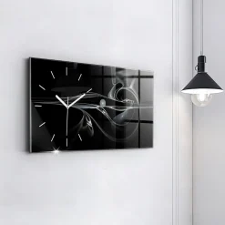 Horloge murale Wallfluent 60x30 cm Aiguilles blanches Fumée abstraite 1 pcs
