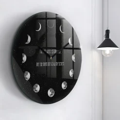 Horloge murale Wallfluent fi60 cm Aiguilles noires Phases de la Lune et inscription 1 pcs