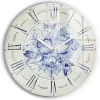 Horloge murale Wallfluent fi30 cm Aiguilles blanches Fleurs bleues 1 pcs