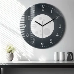 Horloge murale Wallfluent fi60 cm Aiguilles noires Pleine Lune 1 pcs