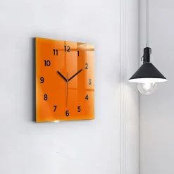 Horloge murale Wallfluent 30x30 cm Avec chiffres Aiguilles noires Orange 1 pcs