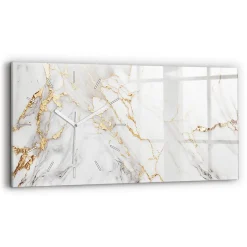 Horloge murale Wallfluent 60x30 cm Aiguilles blanches Marbre ornemental 1 pcs