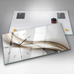 Horloge murale Wallfluent 60x30 cm Aiguilles noires Lignes abstraites 1 pcs