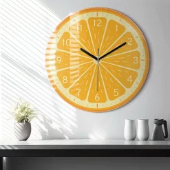 Horloge murale Wallfluent fi60 cm Aiguilles noires Orange juteuse 1 pcs