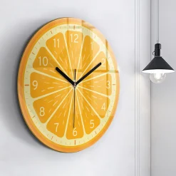 Horloge murale Wallfluent fi60 cm Aiguilles noires Orange juteuse 1 pcs