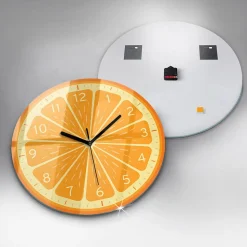 Horloge murale Wallfluent fi60 cm Aiguilles noires Orange juteuse 1 pcs