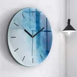 Horloge murale Wallfluent fi60 cm Aiguilles noires Dégradé bleu 1 pcs