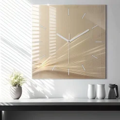 Horloge murale Wallfluent 60x60 cm Aiguilles blanches Lumière abstraite 1 pcs