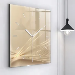 Horloge murale Wallfluent 60x60 cm Aiguilles blanches Lumière abstraite 1 pcs