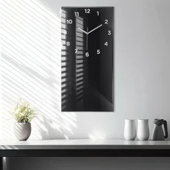 Horloge murale Wallfluent 30x60 cm Avec chiffres Aiguilles blanches Couleur noire 1 pcs