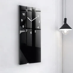 Horloge murale Wallfluent 30x60 cm Avec chiffres Aiguilles blanches Couleur noire 1 pcs