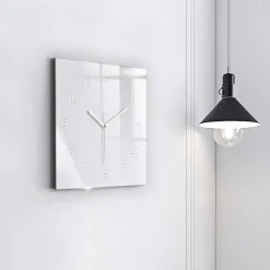 Horloge murale Wallfluent 30x30 cm Avec chiffres Aiguilles blanches Blanc 1 pcs