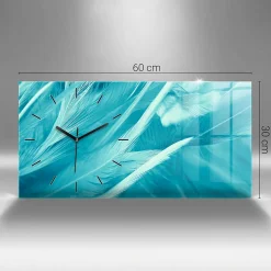 Horloge murale Wallfluent 60x30 cm Aiguilles noires Lignes noir et argent 1 pcs
