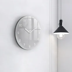 Horloge murale Wallfluent fi30 cm Avec chiffres Aiguilles blanches Gris clair 1 pcs