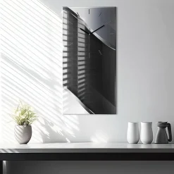 Horloge murale Wallfluent 30x60 cm Aiguilles noires Lignes noir et argent 1 pcs