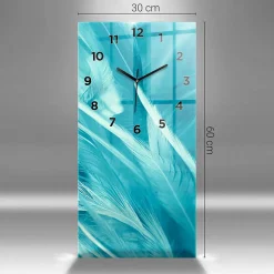 Horloge murale Wallfluent 30x60 cm Avec chiffres Aiguilles noires Turquoise 1 pcs