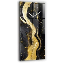 Horloge murale Wallfluent 30x60 cm Aiguilles blanches Marbre doré 1 pcs