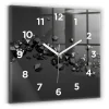 Horloge murale Wallfluent 30x30 cm Avec chiffres Aiguilles blanches Abstraction noire 1 pcs