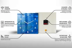 Horloge murale Wallfluent 30x30 cm Avec chiffres Aiguilles blanches Abstraction noire 1 pcs