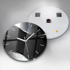 Horloge murale Wallfluent fi60 cm Aiguilles blanches Lignes noires et argentées 1 pcs