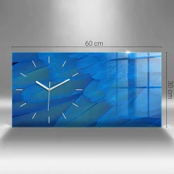 Horloge murale Wallfluent 60x30 cm Aiguilles blanches Abstraction noire 1 pcs