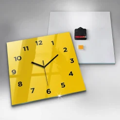Horloge murale Wallfluent 30x30 cm Avec chiffres Aiguilles noires Jaune 1 pcs