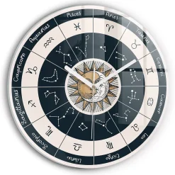 Horloge murale Wallfluent fi30 cm Aiguilles blanches Constellations et zodiaque 1 pcs