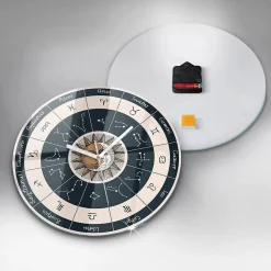 Horloge murale Wallfluent fi30 cm Aiguilles blanches Constellations et zodiaque 1 pcs