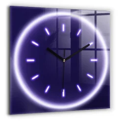 Horloge murale Wallfluent 60x60 cm Aiguilles noires Traits néon 1 pcs